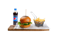 Classic cheeseburger s pomfrijem in pepsi 0.5 l