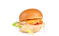 Fit burger s piščancem na žaru, pomfri (1,2,3,9)