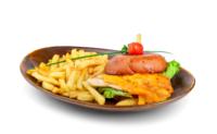 Fit burger s pomfrijem, pijača
