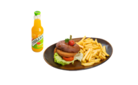 Vegi burger s pomfrijem, pijača