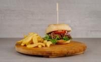 BURGER Z NATRGANO SVINJINO+POMMES FRITES