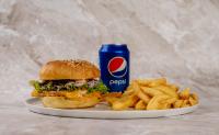 Piščančji burger + krompirček 150 g + Pepsi 0,33 l ploč.