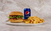 Veganski burger + krompirček 150 g + Pepsi 0,33 l ploč.